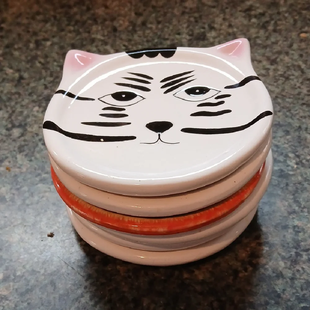 Orange and Black Cat Drink Coasters